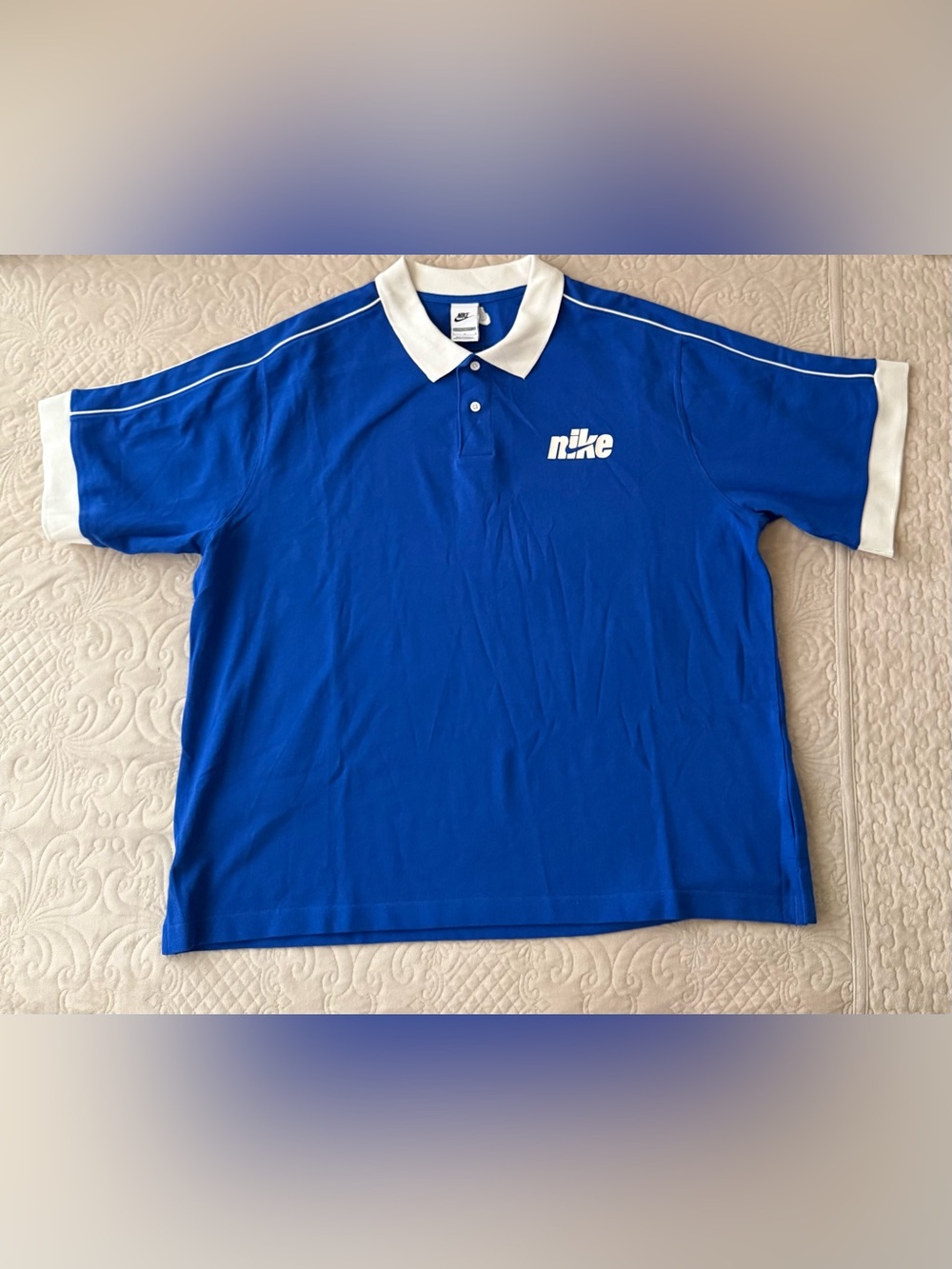 Men’s Nike Royal Blue Polo with White Collar and Cuffs